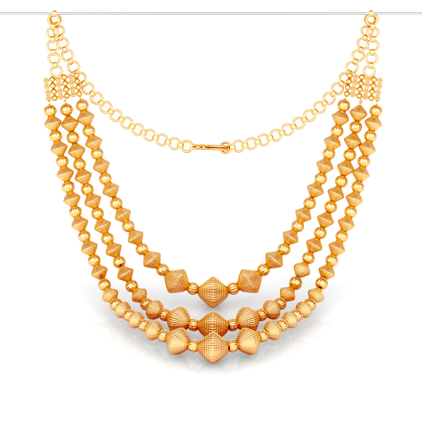 Tri Line Beads Gold Necklace Tri Line Beads Gold Necklace
