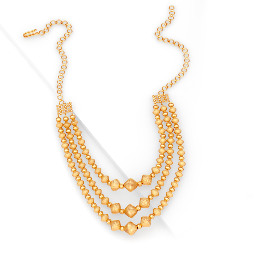 Tri Line Beads Gold Necklace Tri Line Beads Gold Necklace