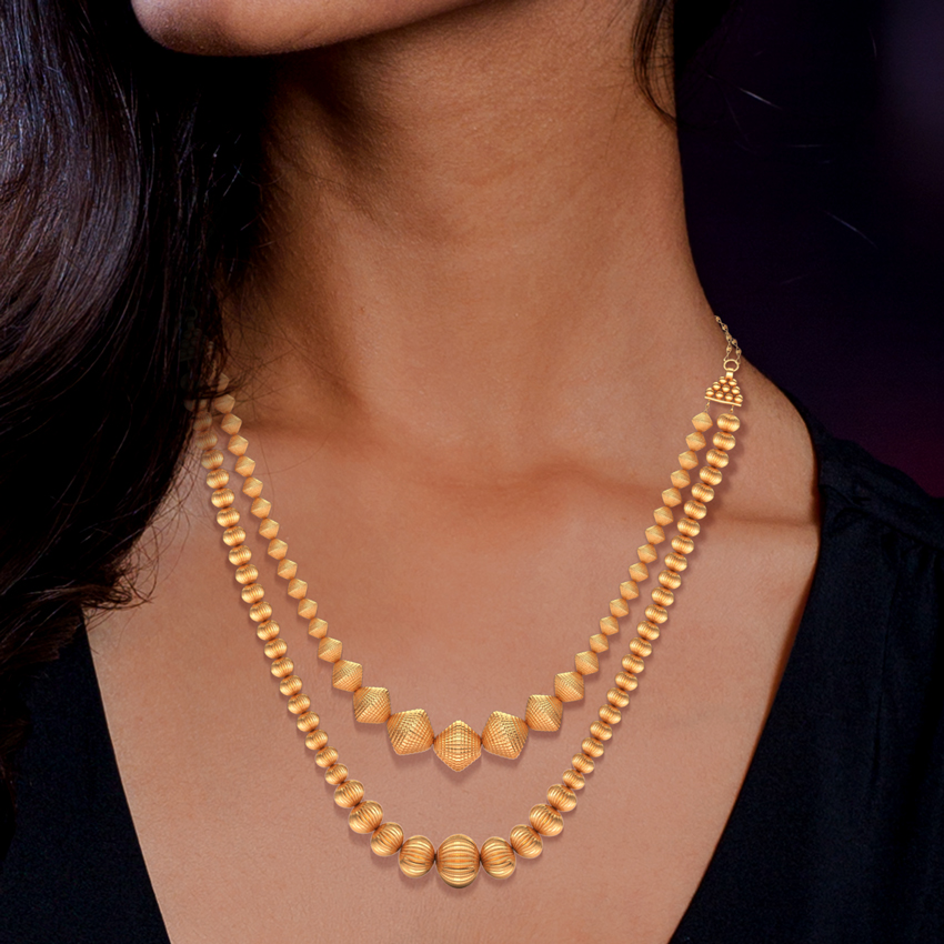 Duo-Line Beads Gold Necklace Duo-Line Beads Gold Necklace