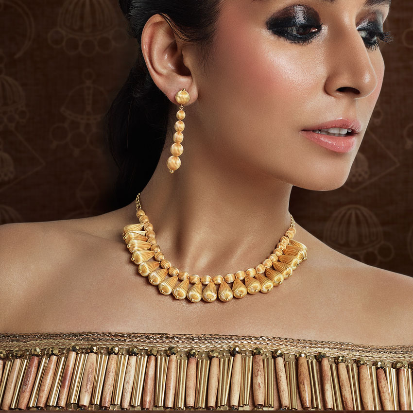 Whorl Drop Gold Necklace