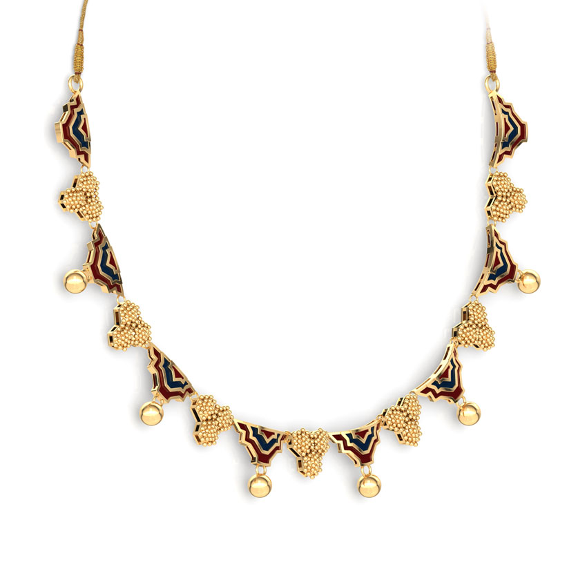 Granular Enamel Gold Necklace Granular Enamel Gold Necklace
