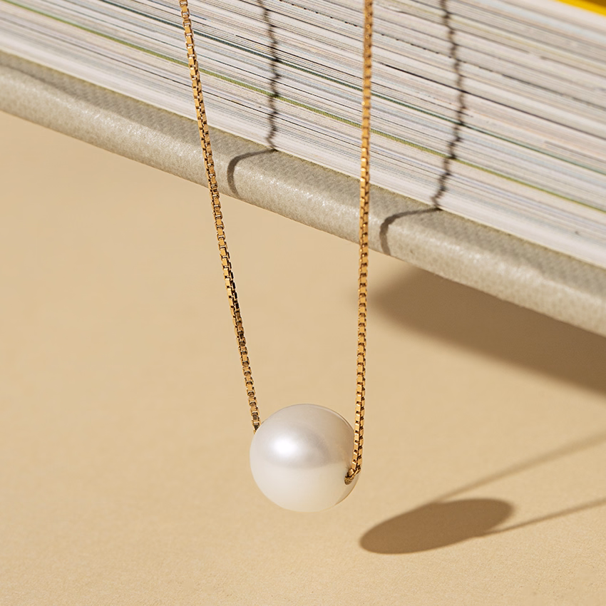 Gemstone Necklaces 14 Karat Yellow Gold Solitary Pearl Necklace