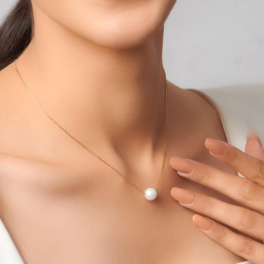 Gemstone Necklaces 14 Karat Yellow Gold Solitary Pearl Necklace