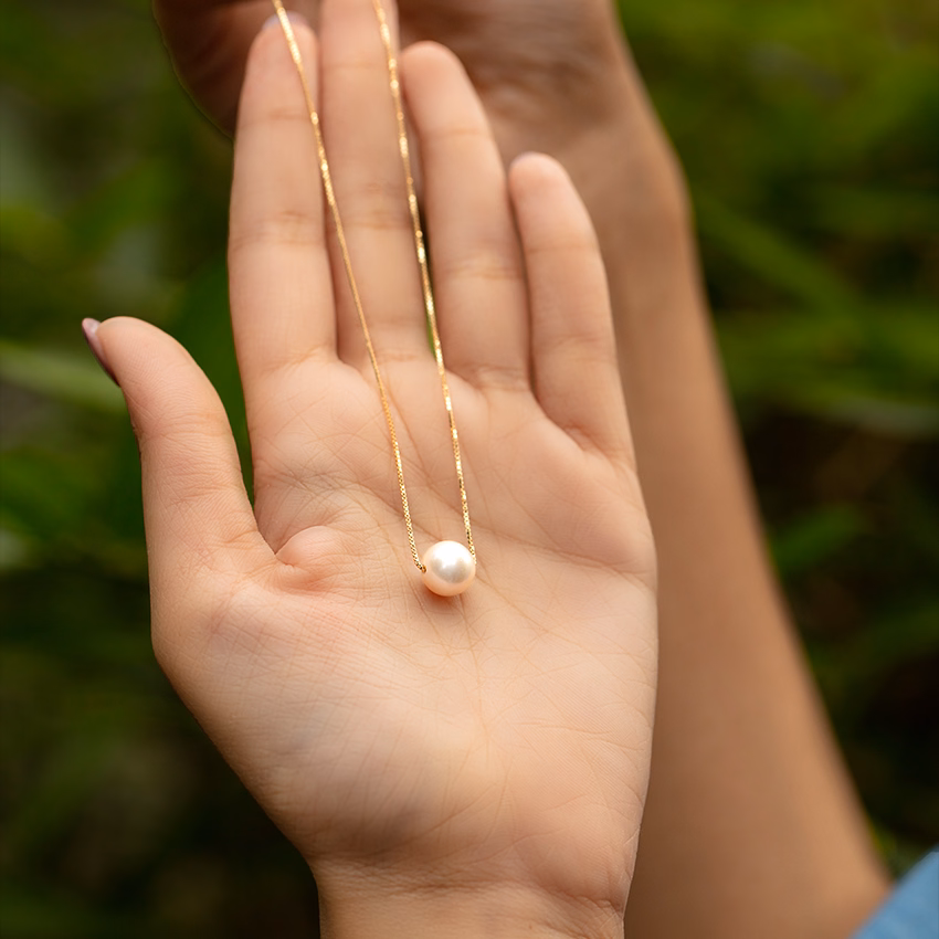 Gemstone Necklaces 14 Karat Yellow Gold Solitary Pearl Necklace