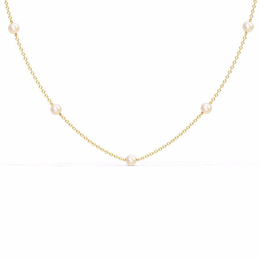 Gemstone Necklaces 18 Karat Rose Gold Assemble Pearl Station Necklace