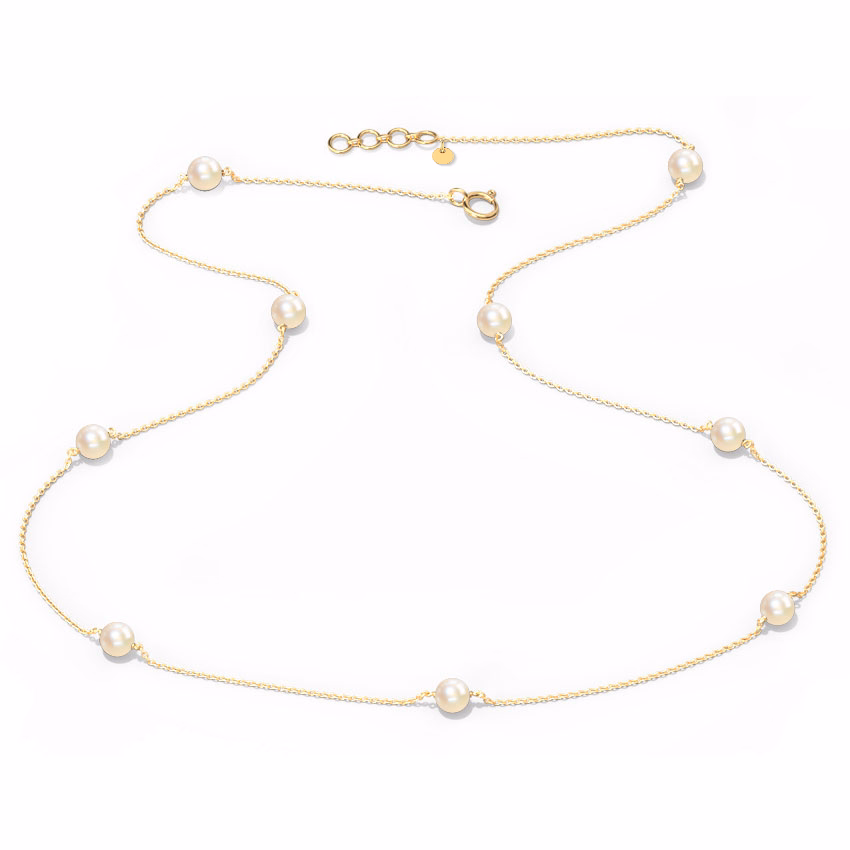 Gemstone Necklaces 18 Karat Rose Gold Assemble Pearl Station Necklace