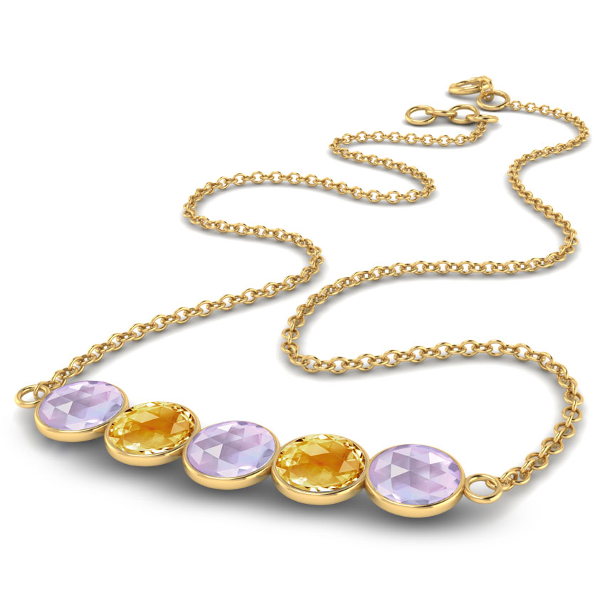 Gold Necklaces 18 Karat Yellow Gold Serie Gemstone Bar Gemstone Necklace