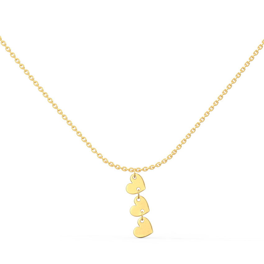 Gold Necklaces 14 Karat Yellow Gold Minimalistic Hearts Gold Necklace