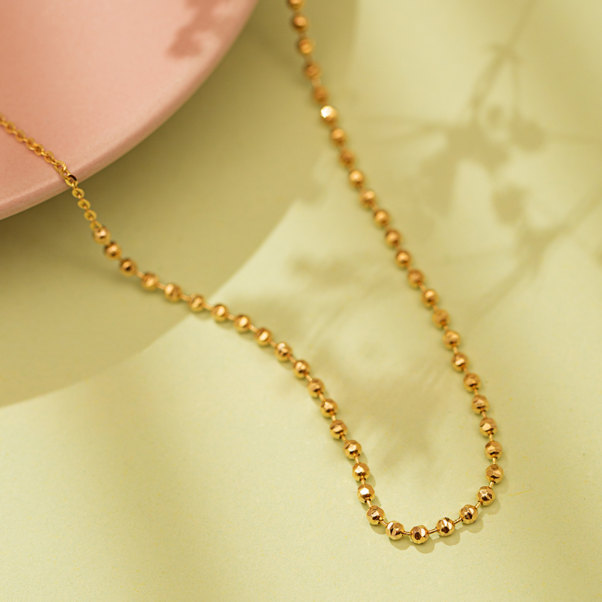 Gold Necklaces 14 Karat Yellow Gold Sparkling Beads Gold Necklace