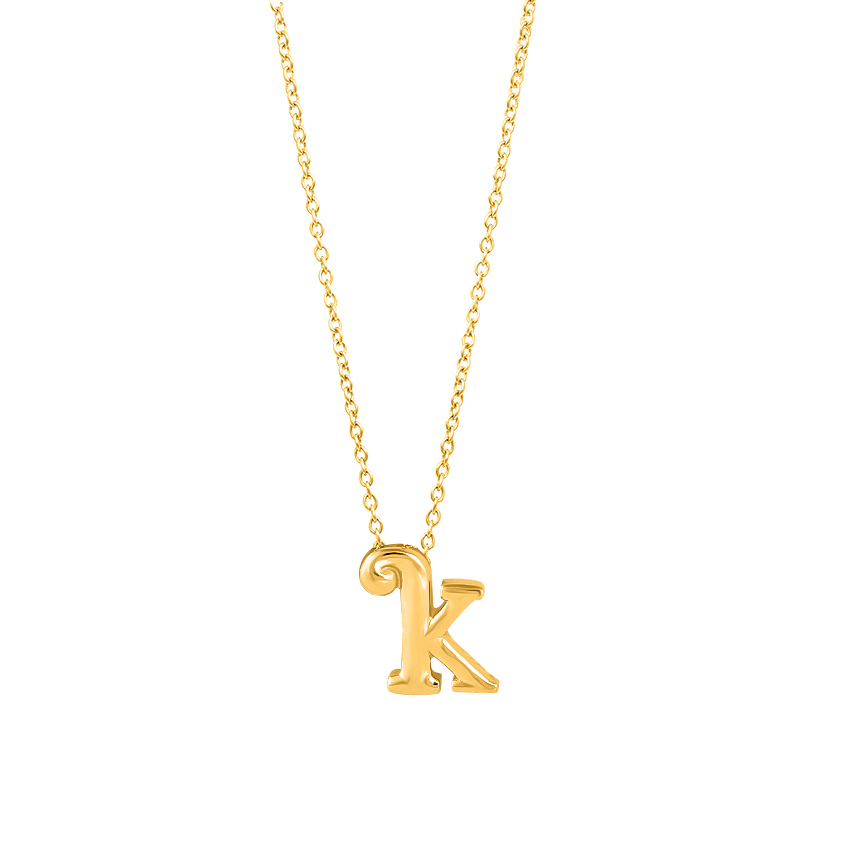 Classic Alphabet K Gold Necklace