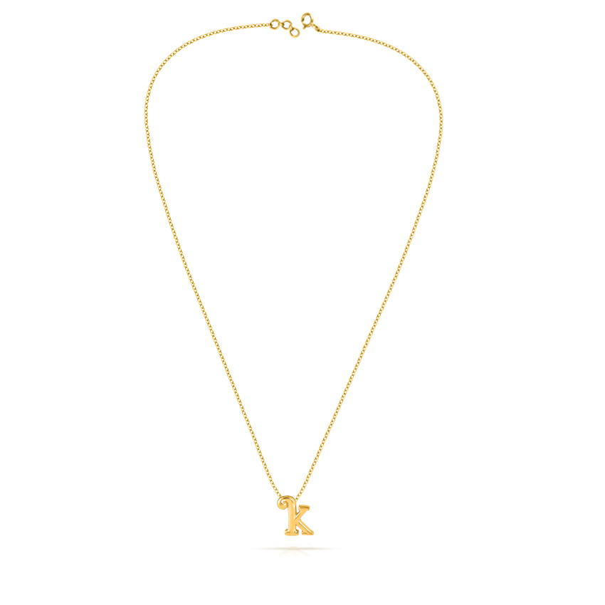 Classic Alphabet K Gold Necklace