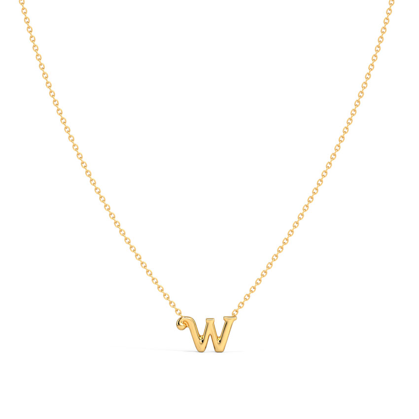 Gold Necklaces 14 Karat Rose Gold Classic Alphabet W Gold Necklace