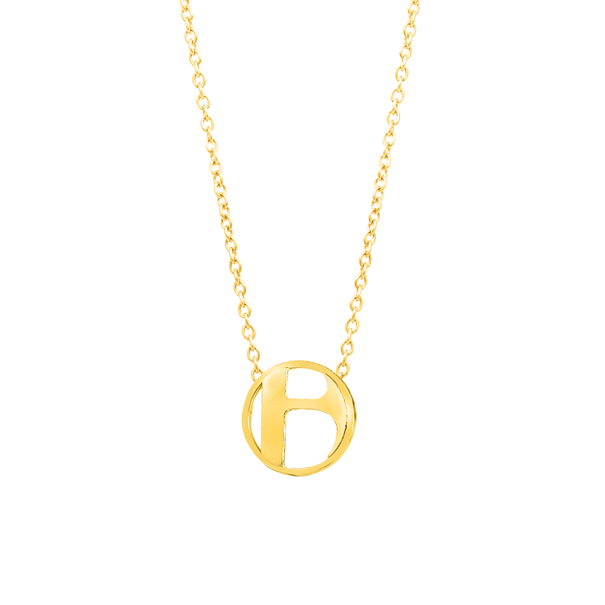 Gold Necklaces 14 Karat Yellow Gold Artsy Alphabet B Gold Necklace