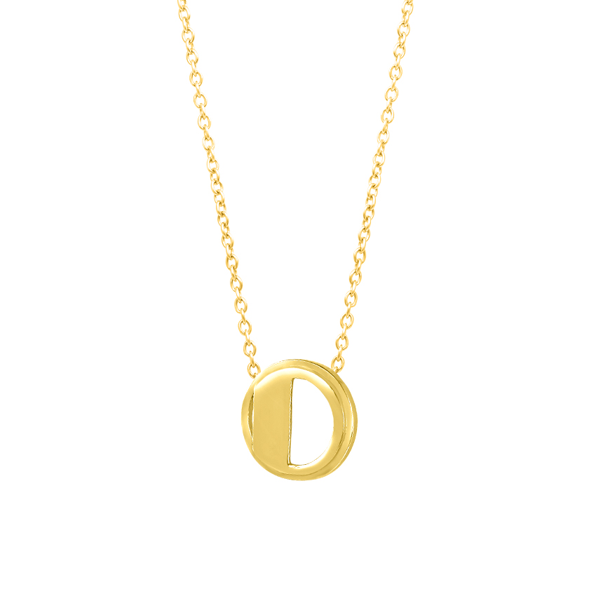 Gold Necklaces 14 Karat Yellow Gold Artsy Alphabet D Gold Necklace