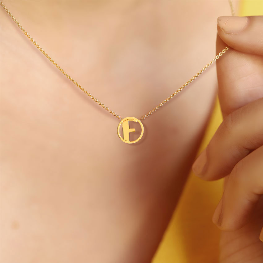 Artsy Alphabet F Gold Necklace Artsy Alphabet F Gold Necklace