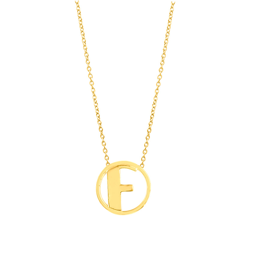Artsy Alphabet F Gold Necklace Artsy Alphabet F Gold Necklace