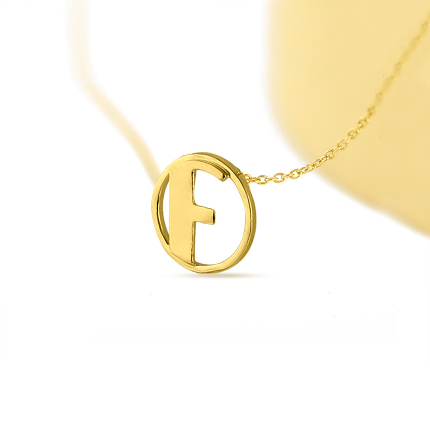 Artsy Alphabet F Gold Necklace Artsy Alphabet F Gold Necklace