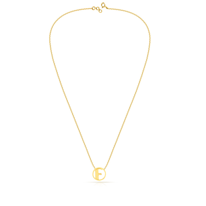 Artsy Alphabet F Gold Necklace Artsy Alphabet F Gold Necklace