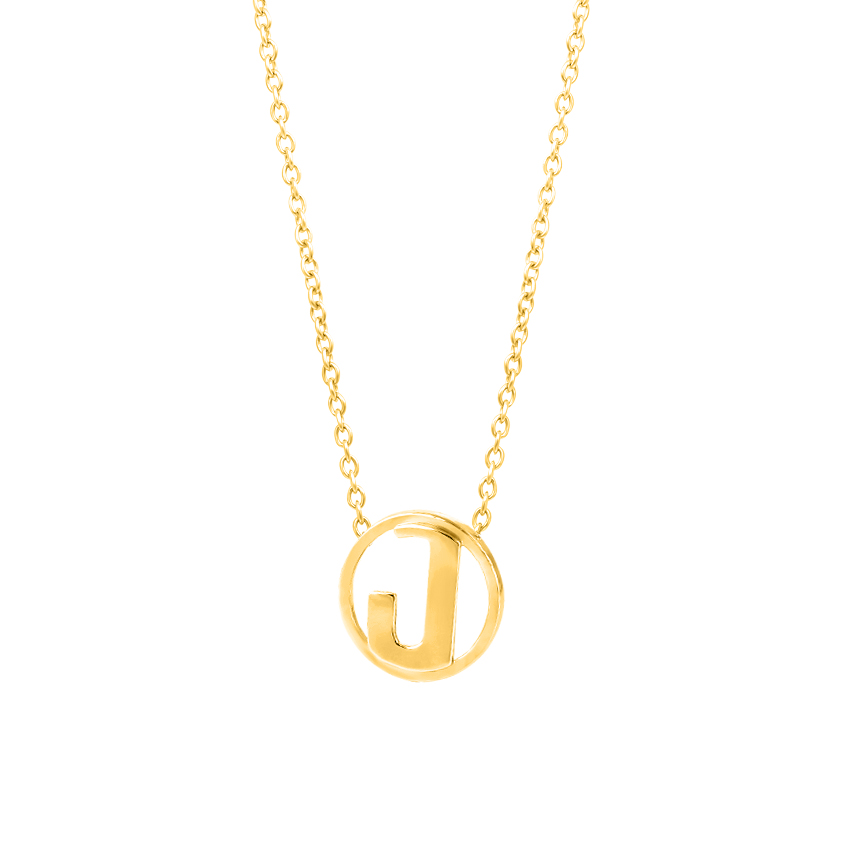 Gold Necklaces 14 Karat Yellow Gold Artsy Alphabet J Gold Necklace