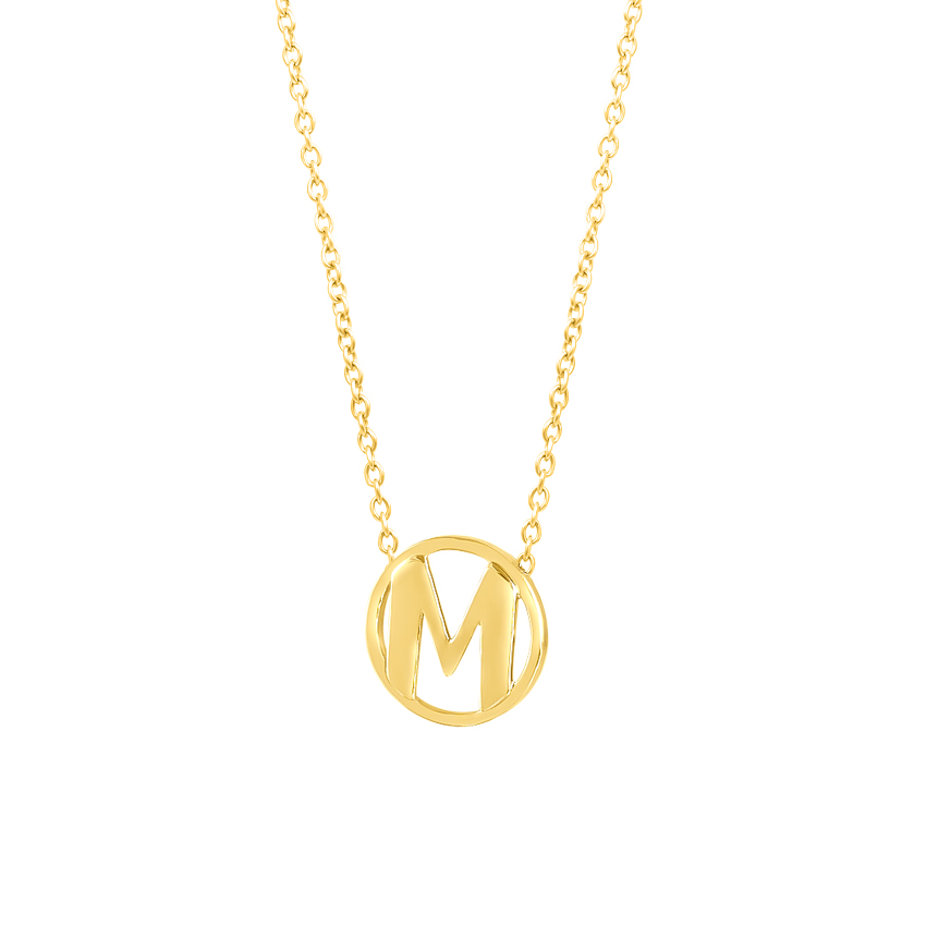 Gold Necklaces 14 Karat Yellow Gold Artsy Alphabet M Gold Necklace