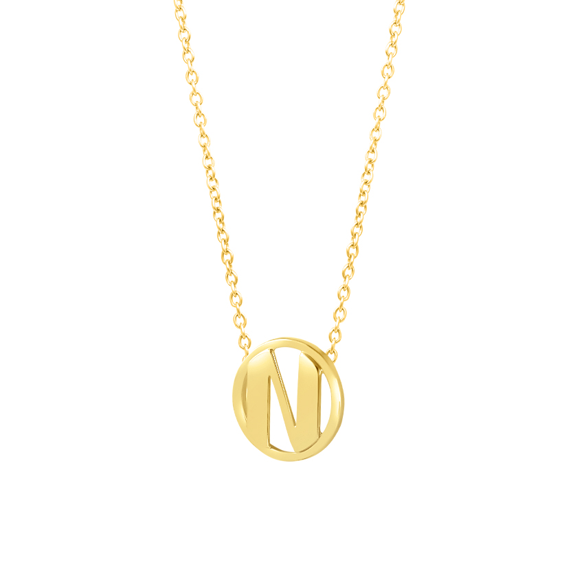 Gold Necklaces 14 Karat Yellow Gold Artsy Alphabet N Gold Necklace