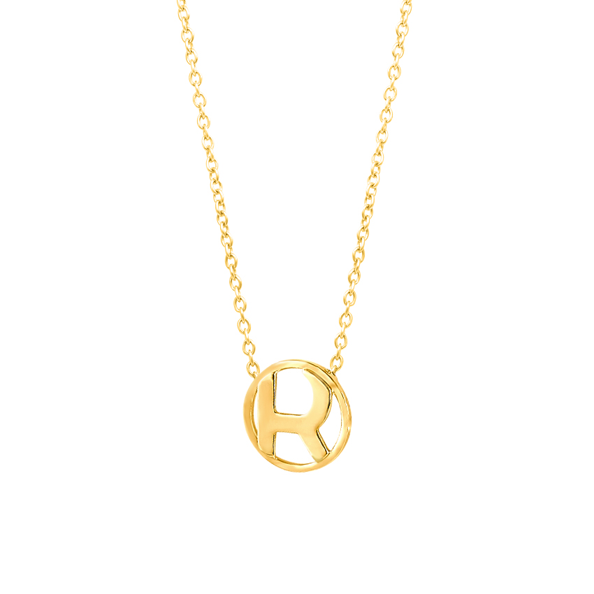 Gold Necklaces 14 Karat Yellow Gold Artsy Alphabet R Gold Necklace