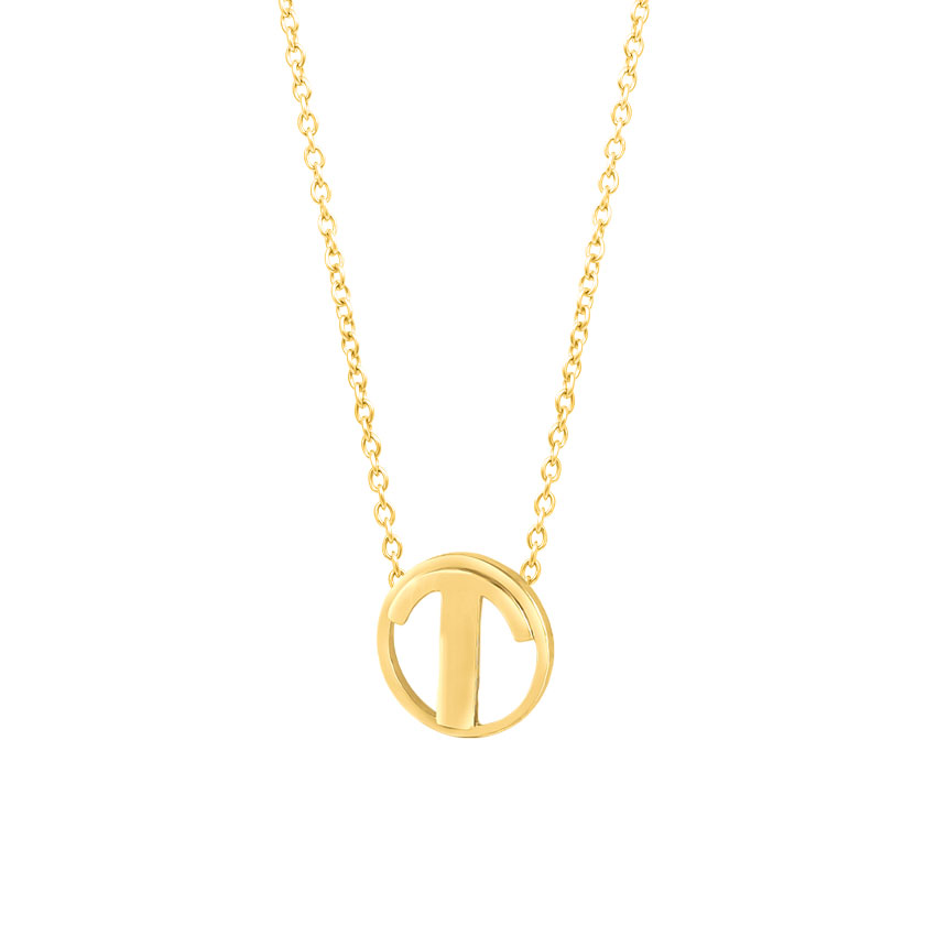 Gold Necklaces 14 Karat Yellow Gold Artsy Alphabet T Gold Necklace
