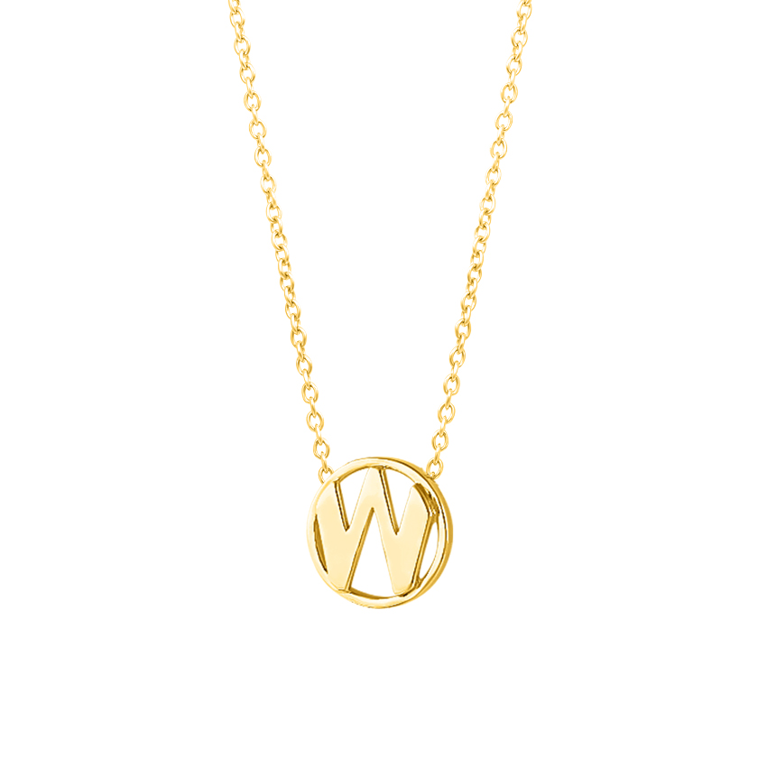 Gold Necklaces 14 Karat Yellow Gold Artsy Alphabet W Gold Necklace