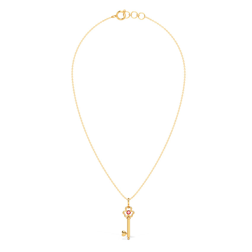Scarlet Floret Gemstone Key Necklace