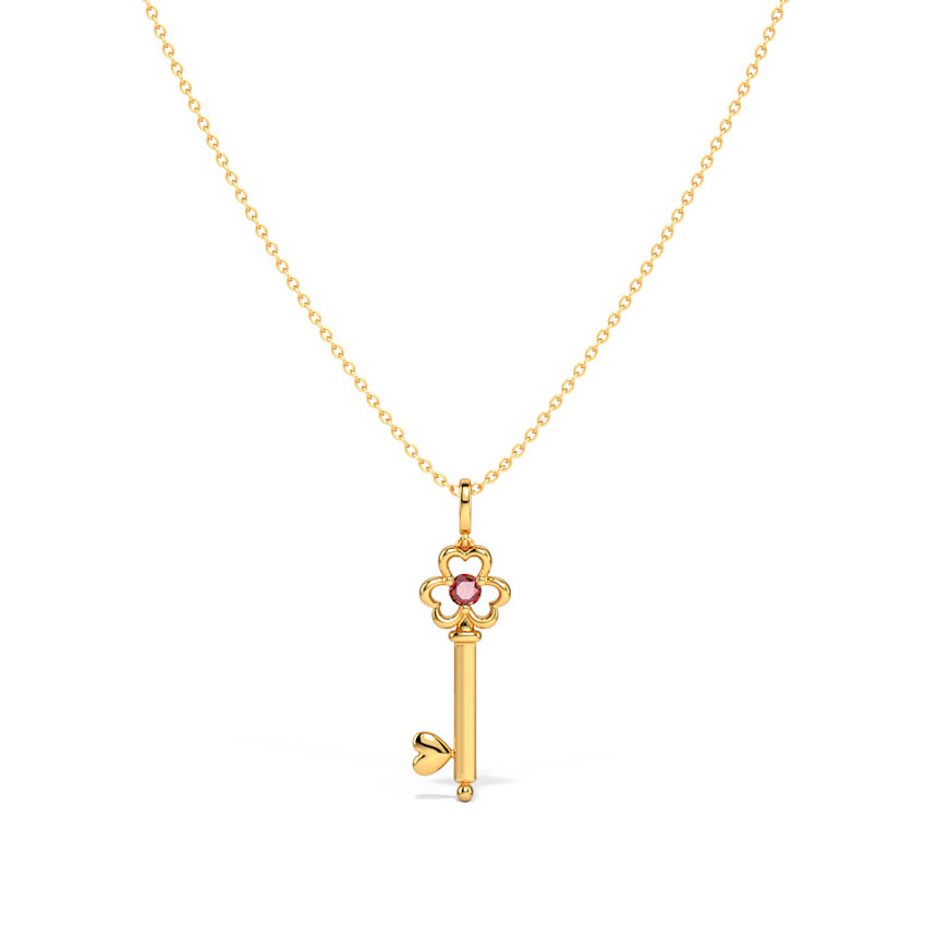 Garnet Floret Gemstone Key Necklace