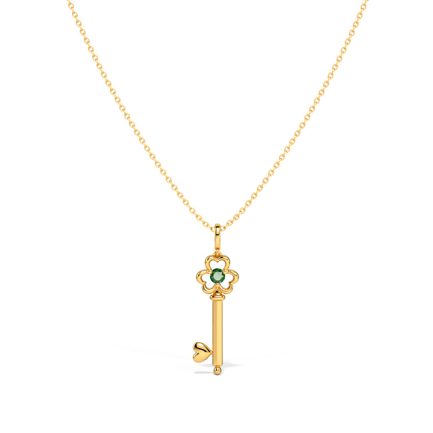 Verdant Floret Gemstone Key Necklace