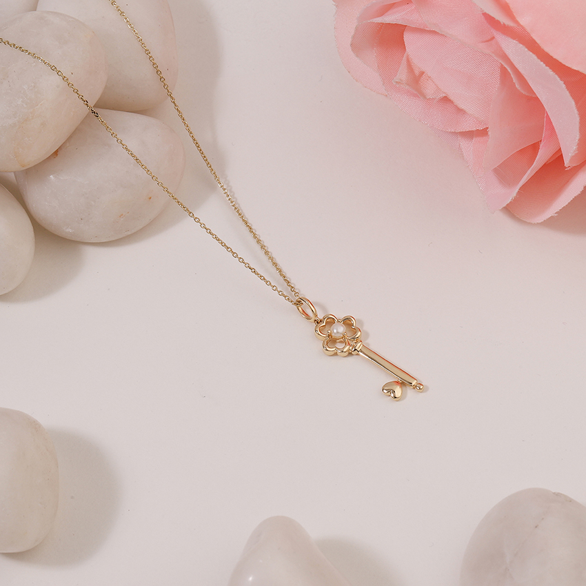 Pearl Floret Key Necklace