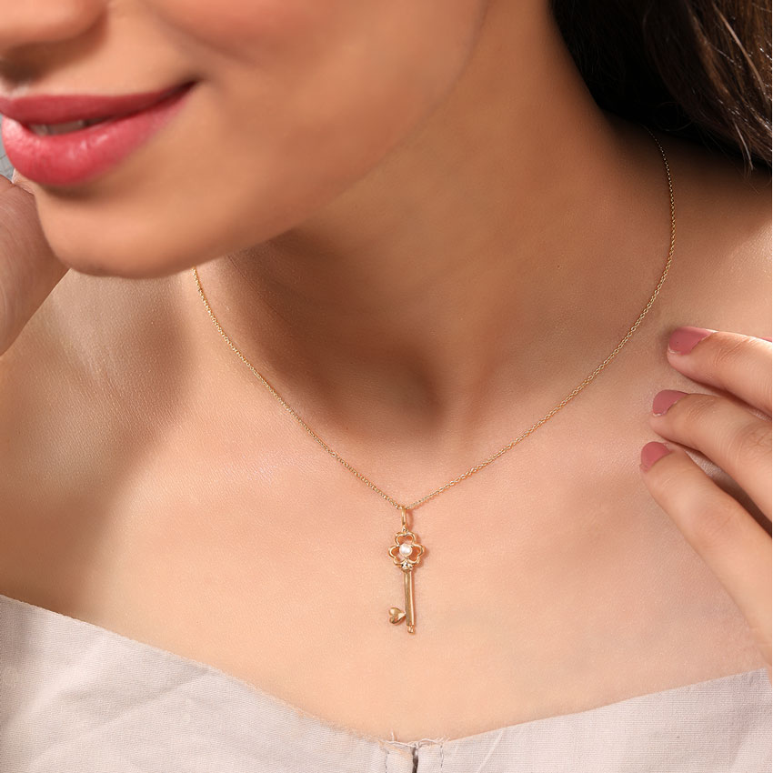 Pearl Floret Key Necklace Pearl Floret Key Necklace
