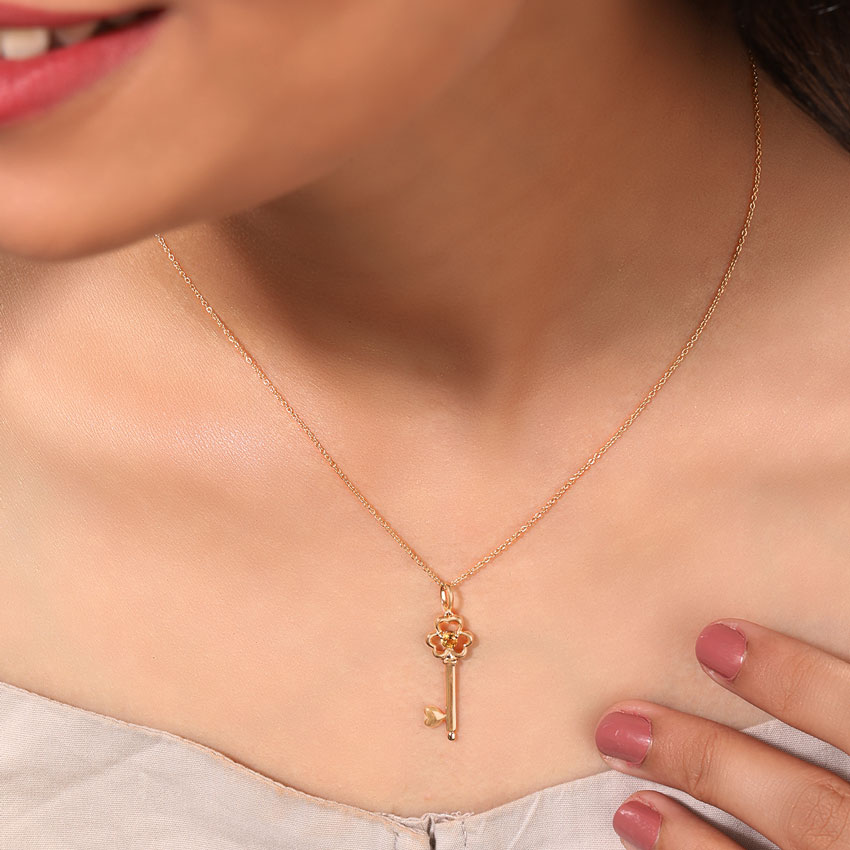 Citrine Floret Gemstone Key Necklace Citrine Floret Gemstone Key Necklace