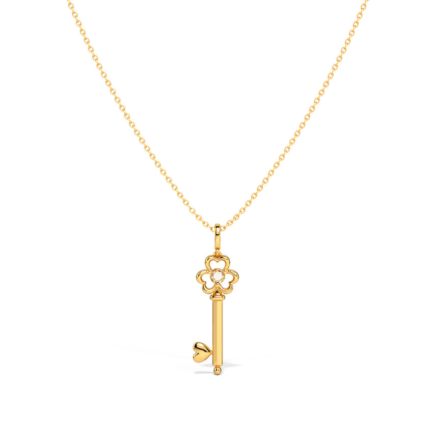 Citrine Floret Gemstone Key Necklace Citrine Floret Gemstone Key Necklace