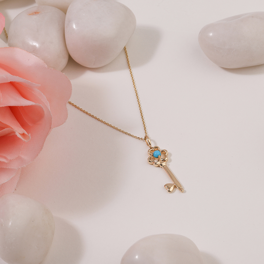 Turquoise Floret Key Necklace