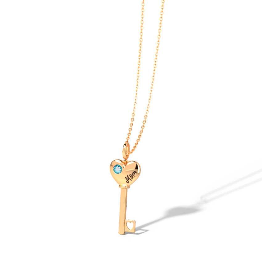 Aqua Amore Gemstone Key Necklace Aqua Amore Gemstone Key Necklace