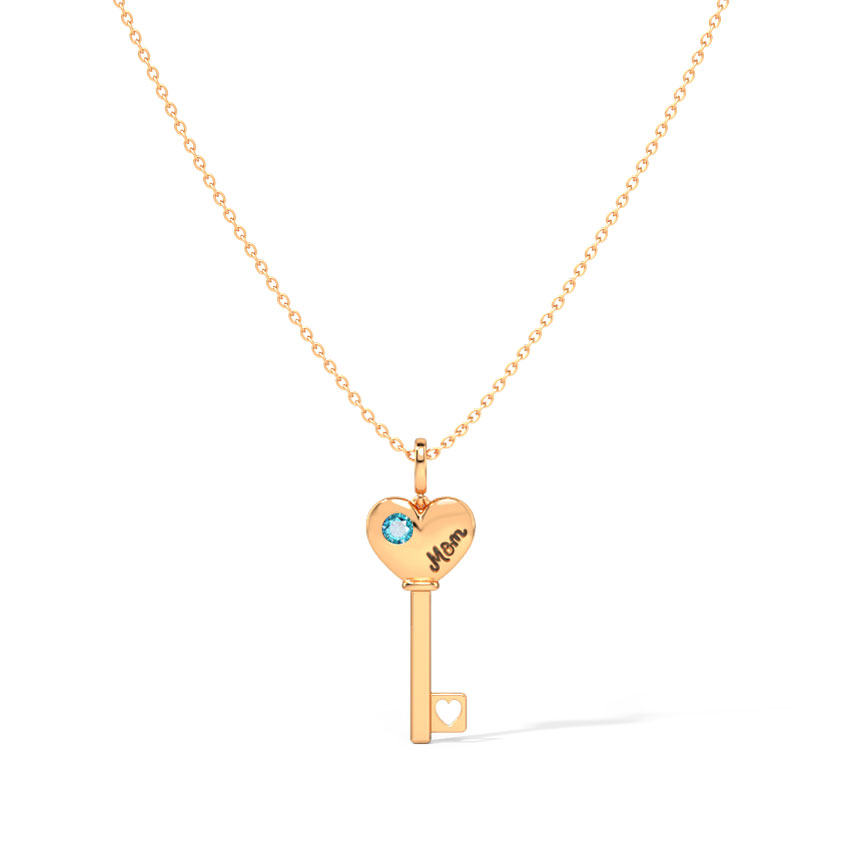 Aqua Amore Gemstone Key Necklace Aqua Amore Gemstone Key Necklace