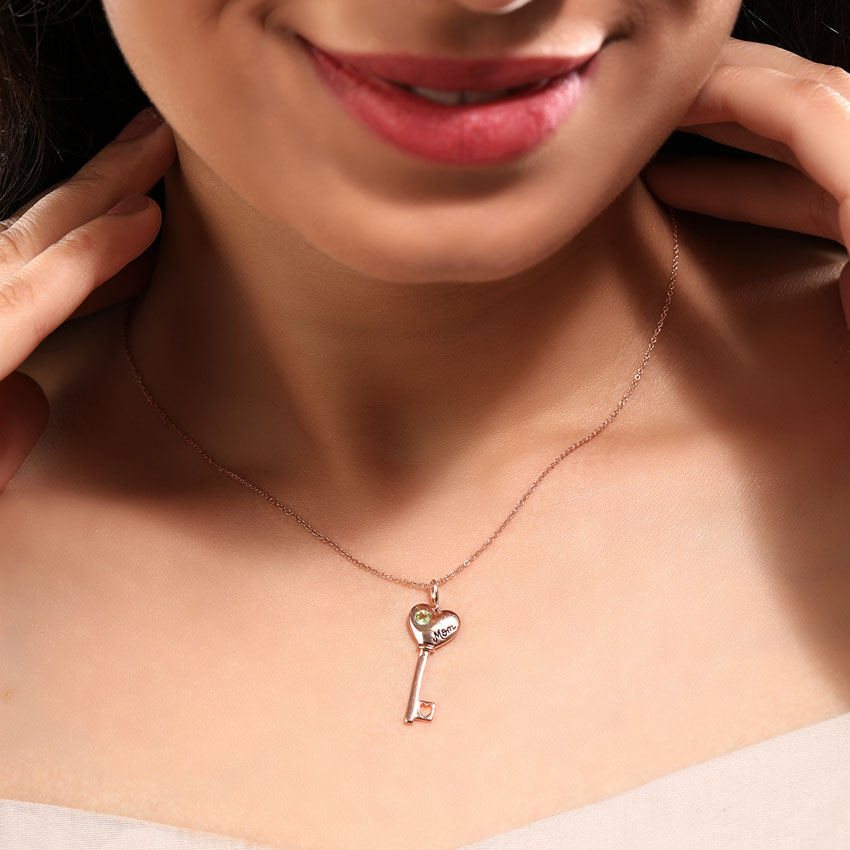 Verdant Amore Gemstone Key Necklace