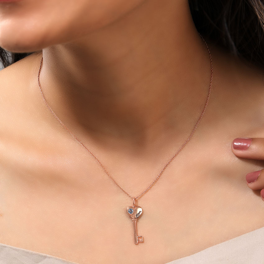 Azure Amore Gemstone Key Necklace