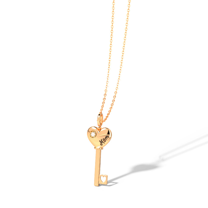 Citrine Amore Gemstone Key Necklace Citrine Amore Gemstone Key Necklace