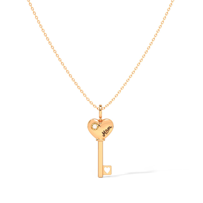 Citrine Amore Gemstone Key Necklace Citrine Amore Gemstone Key Necklace