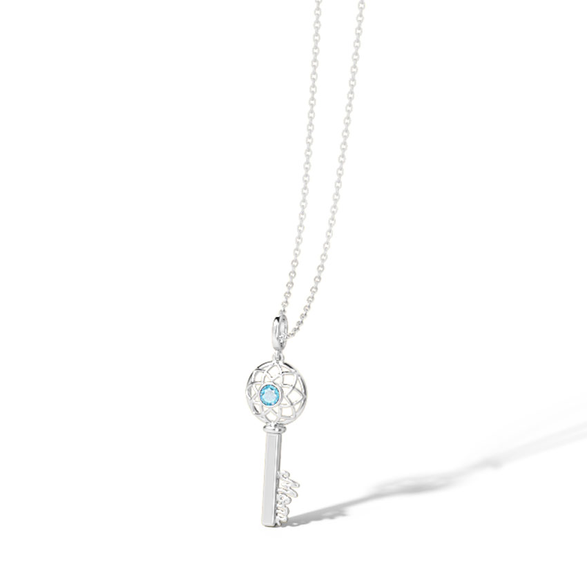 Topaz Ornate Key Gemstone Necklace