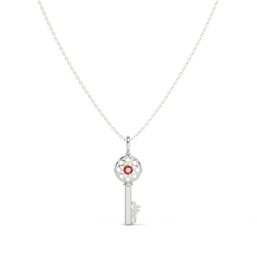 Scarlet Ornate Gemstone Key Necklace
