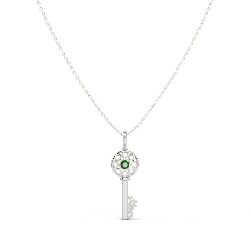 Verdant Ornate Gemstone Key Necklace