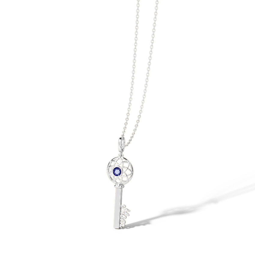 Azure Ornate Gemstone Key Necklace