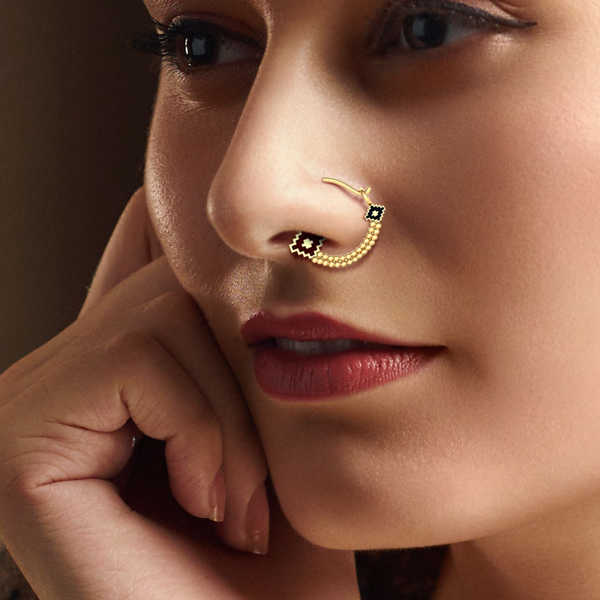 Miligrain Enamel Gold Nose Pin Miligrain Enamel Gold Nose Pin