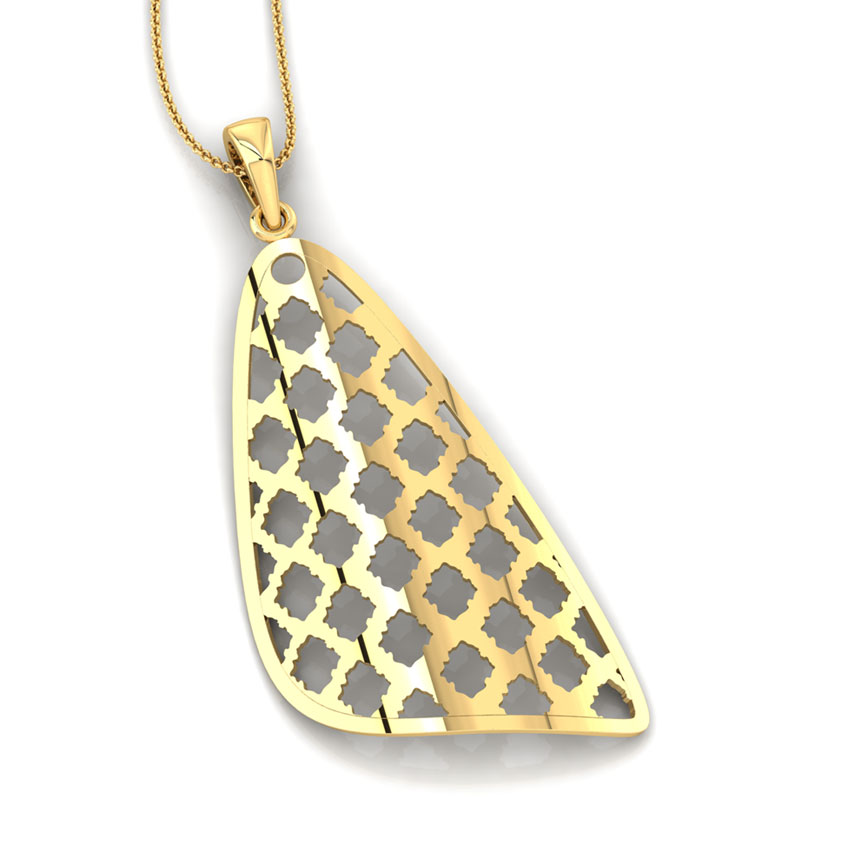 Latticed Triangular Lace Gold Pendant