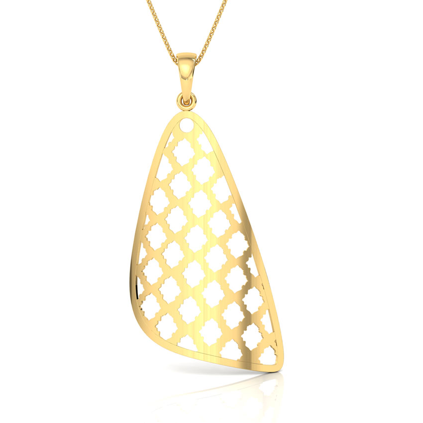 Latticed Triangular Lace Gold Pendant