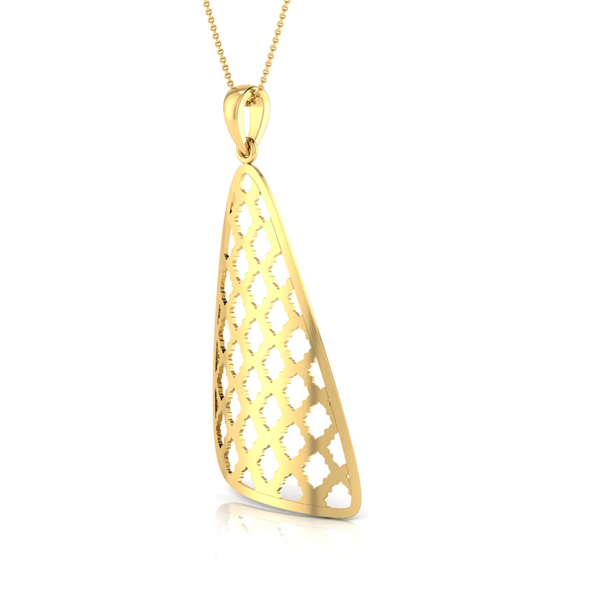Latticed Triangular Lace Gold Pendant